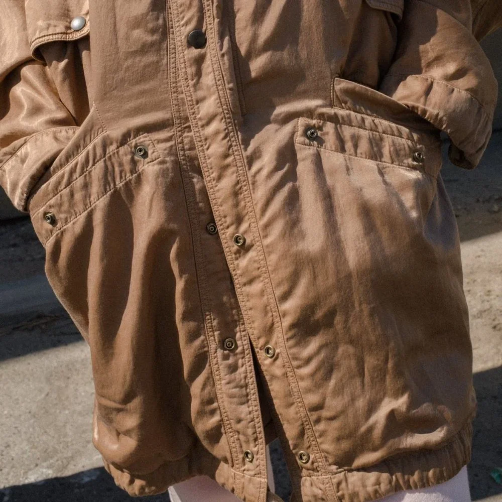NEW size Small Faith Connexion patch tailcoat parka Los Angeles TAN color